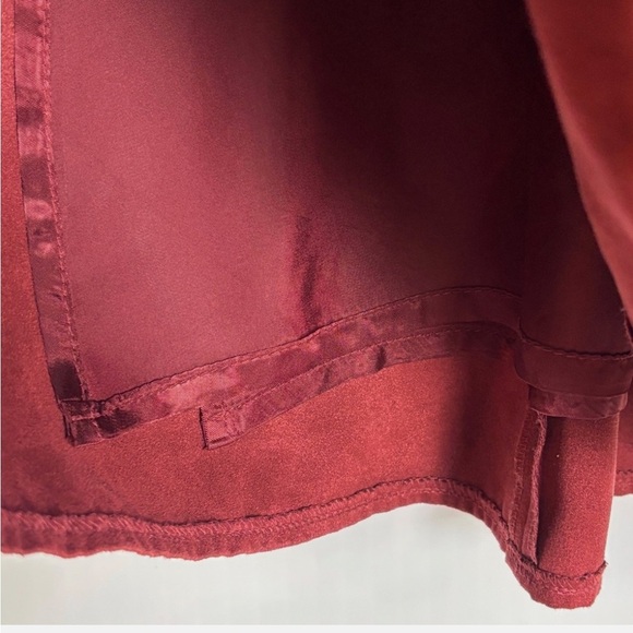 VTG Skirt Faux Suede Feel Flare Swing Hem Aline Midi Merlot Burgundy 4 Y2K - Picture 2 of 5
